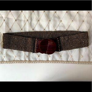 Anthropologie Boho Wide Stretch Beaded Waist Belt